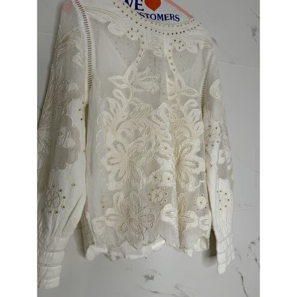 Sundance Reach For Beauty Top Sheer Cami XS Marshmallow Ivory Lace Crochet Boho - Picture 2 of 15